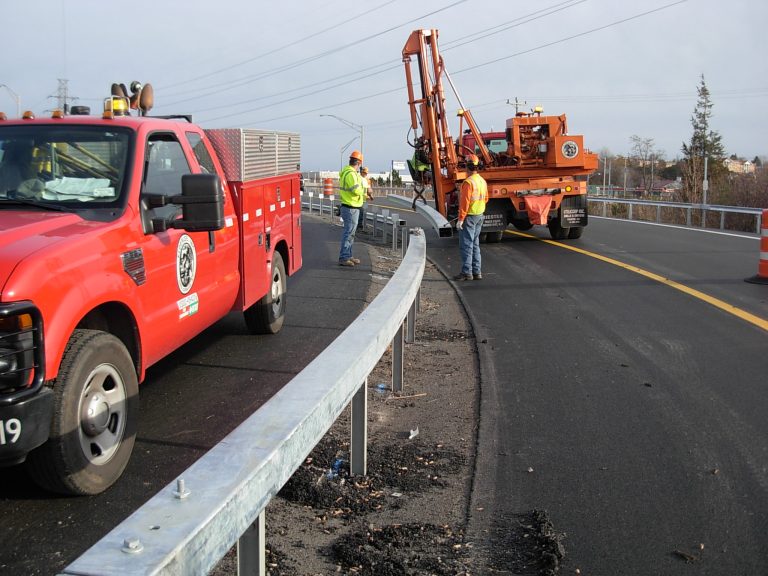 Highway Guardrail Curved Box Beam Installation | ELDERLEE, INC